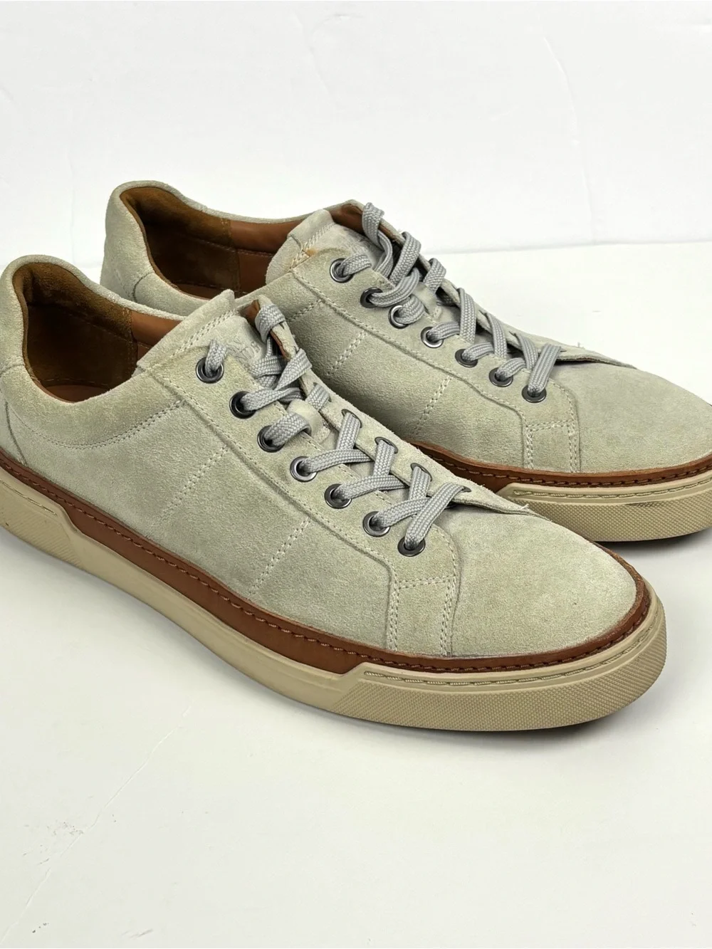 Allen Edmonds Shoes Mens 10.5 D Light Beige Oatmeal Suede Porter Derby Sneakers